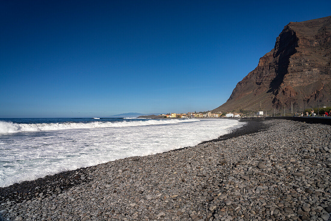 Der Strand im Ortsteil La Playa, Valle Gran Rey, La Gomera, Kanarische Inseln, Spanien