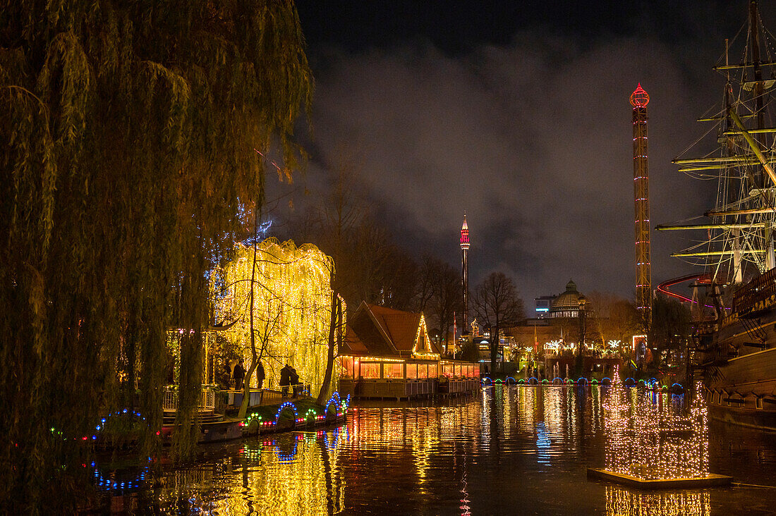 Christmas spirit at Tivoli Gardens in Copenhagen, Denmark