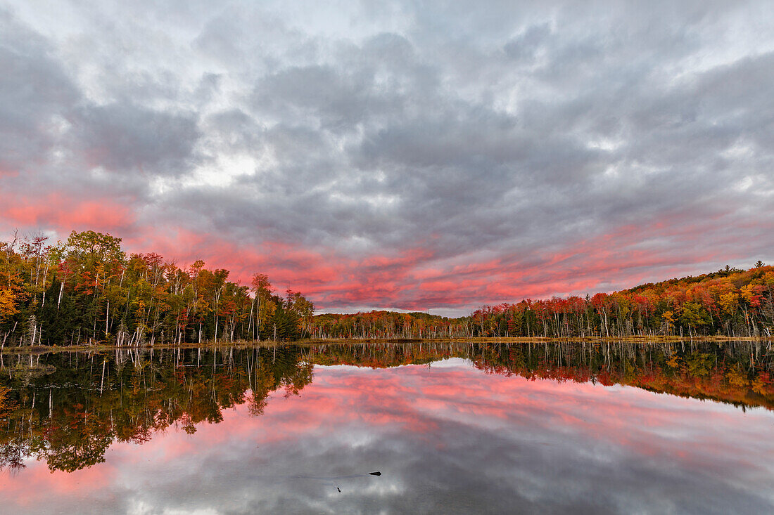 Red Jack Lake and sunrise reflection, Alger County, Upper Peninsula of Michigan.