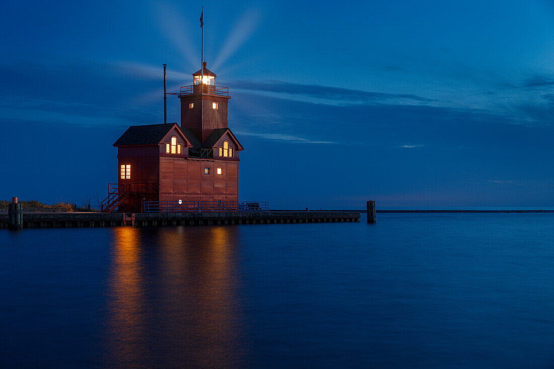 Big Red Lighthouse at dusk, Holland, Michigan