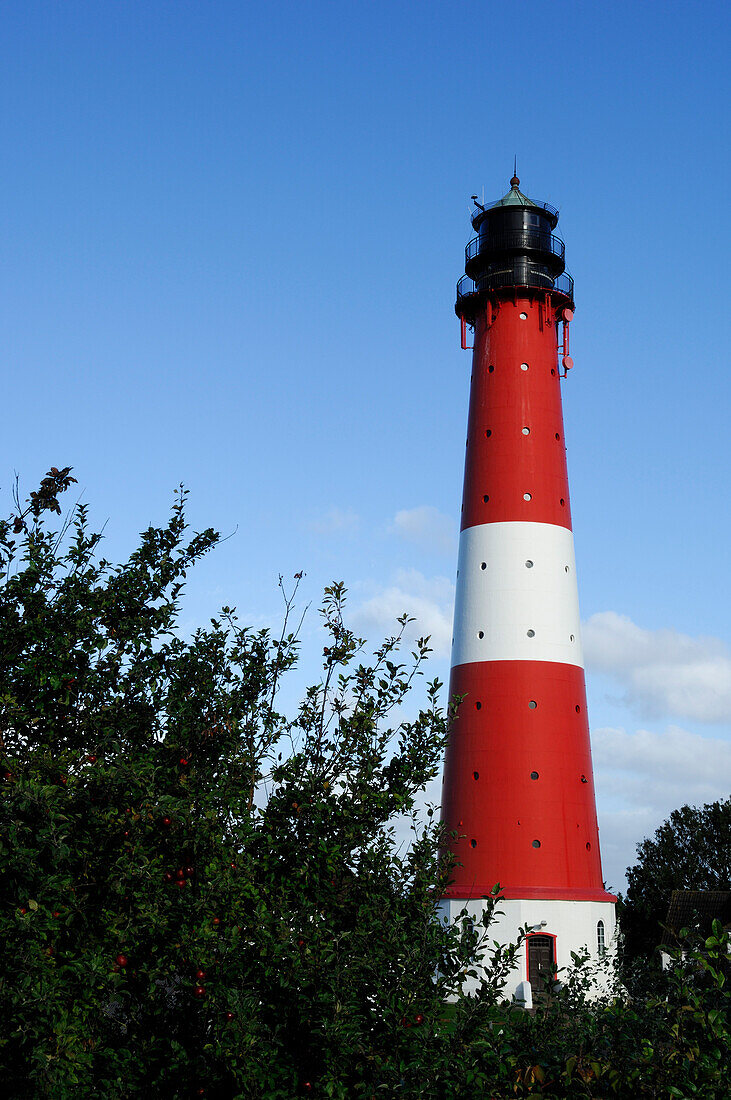 Lighthouse on the island of Pellworm, North Friesland, North Sea, Schleswig-Holstein, Germany