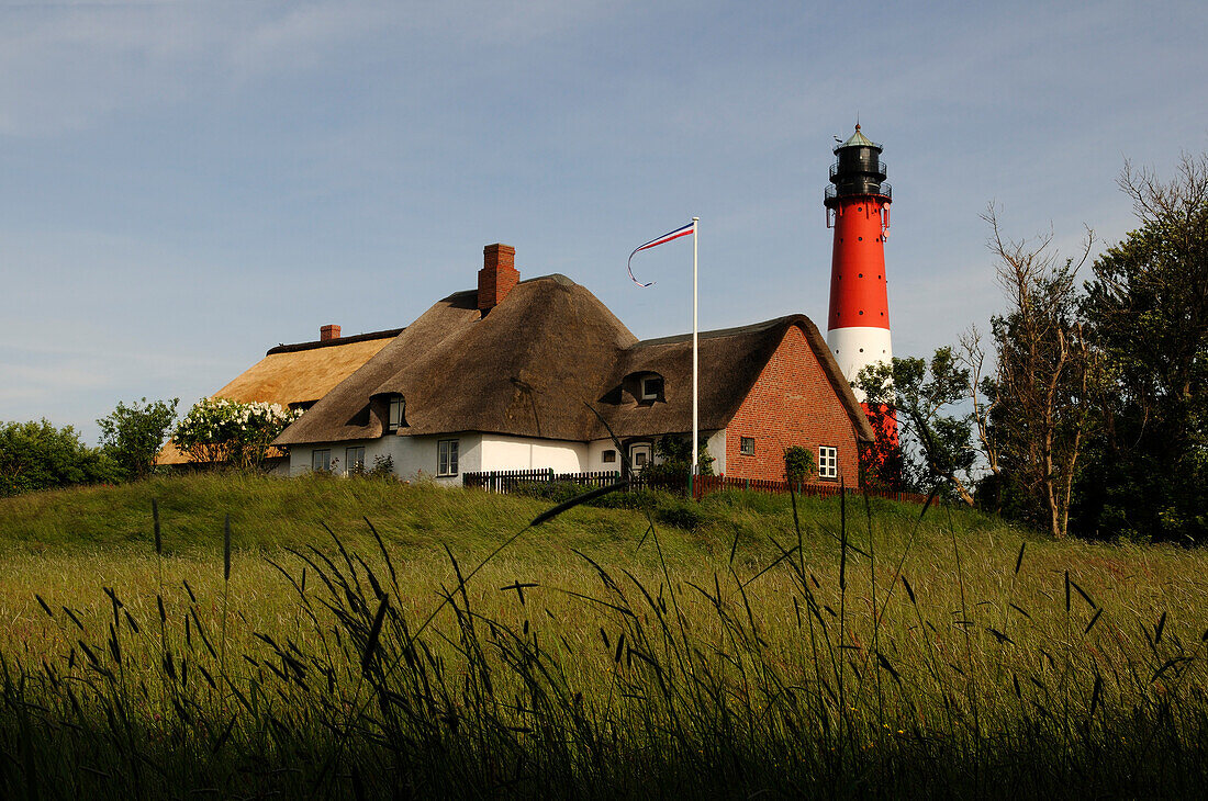 Lighthouse on the island of Pellworm, Pension beacon, North Friesland, North Sea, Schleswig-Holstein, Germany