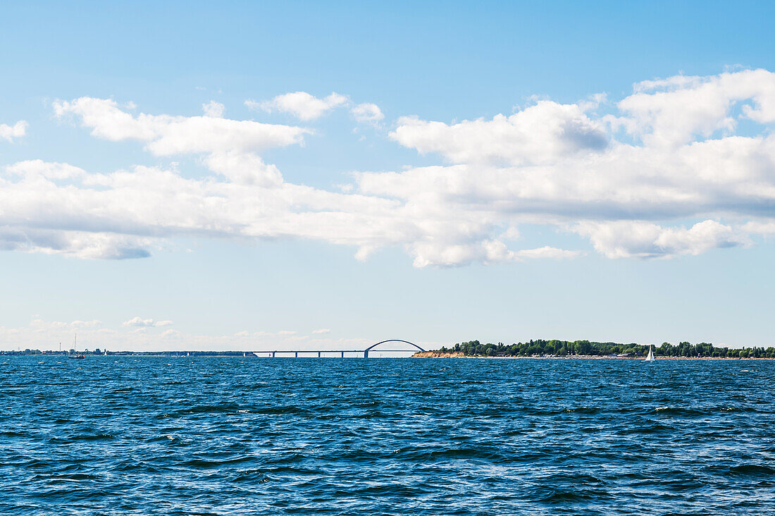 Baltic Sea and Fehmarn-Sund-Bruecke, Fehmarn Island, Ostholstein, Schleswig-Holstein, Germany