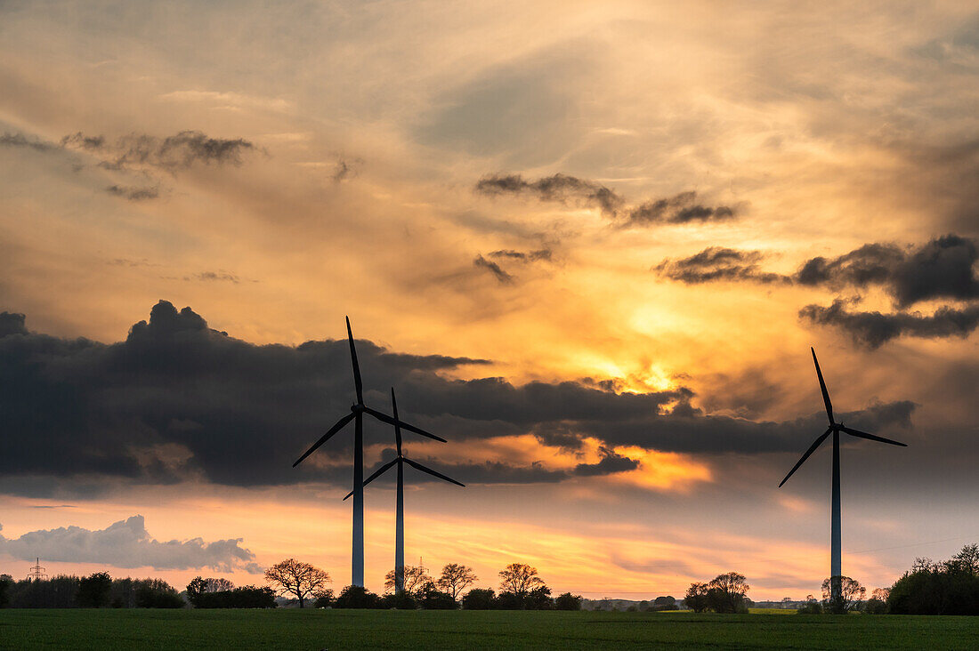 Wind turbines in Ostholstein, Schleswig-Holstein, Germany