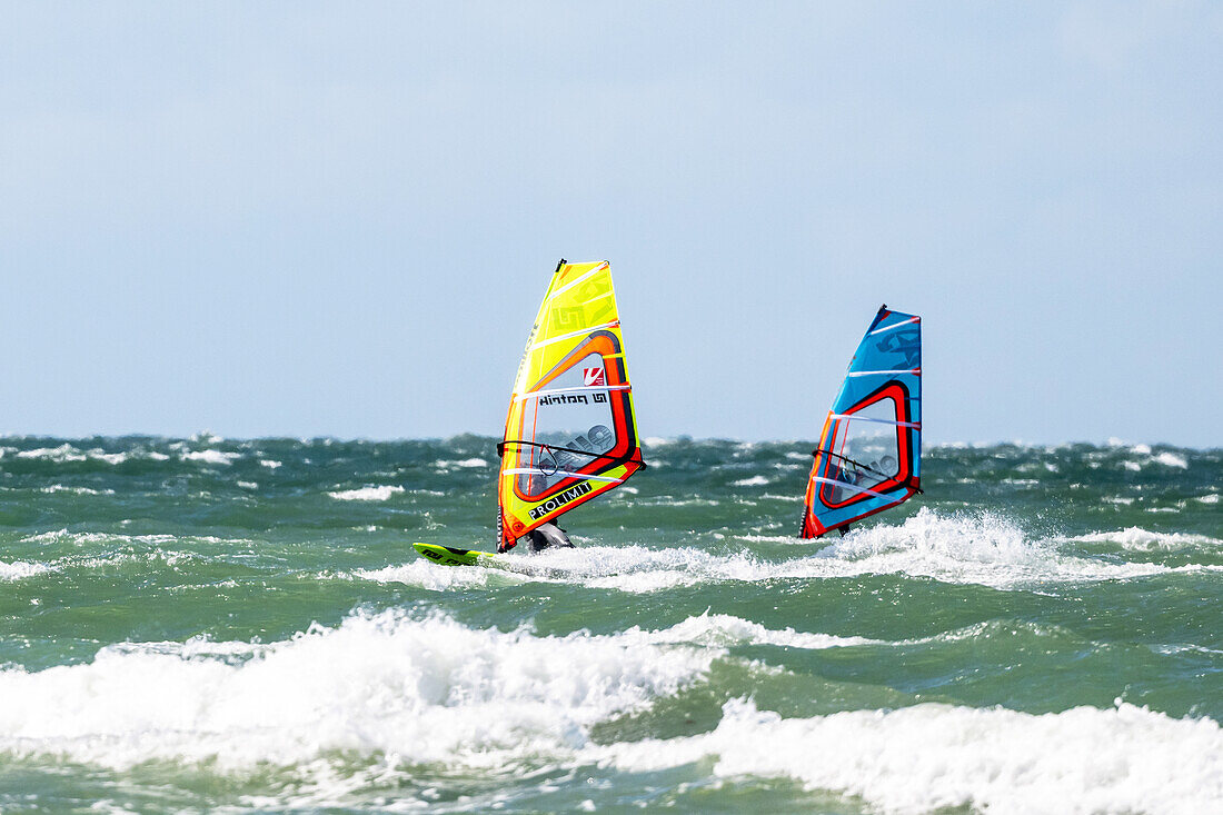 Surfers in the Baltic Sea, Heiligenhafen, Baltic Sea, Ostholstein, Schleswig-Holstein, Germany