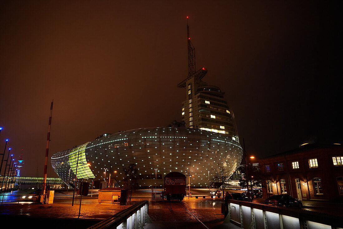 Havenwelten von Bremerhaven bei Nacht, Bremerhaven, Bremen, Deutschland