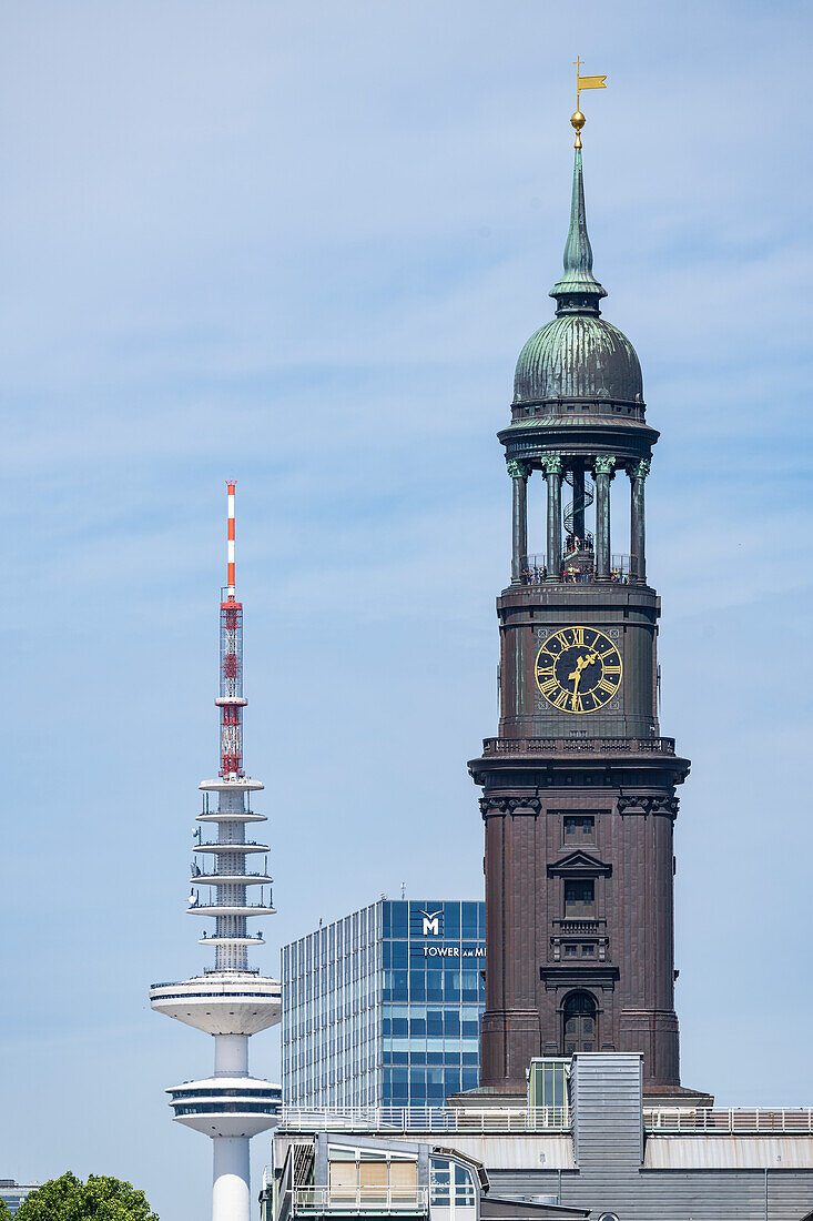 Michel and TV Tower in Hamburg, Germany, Europe