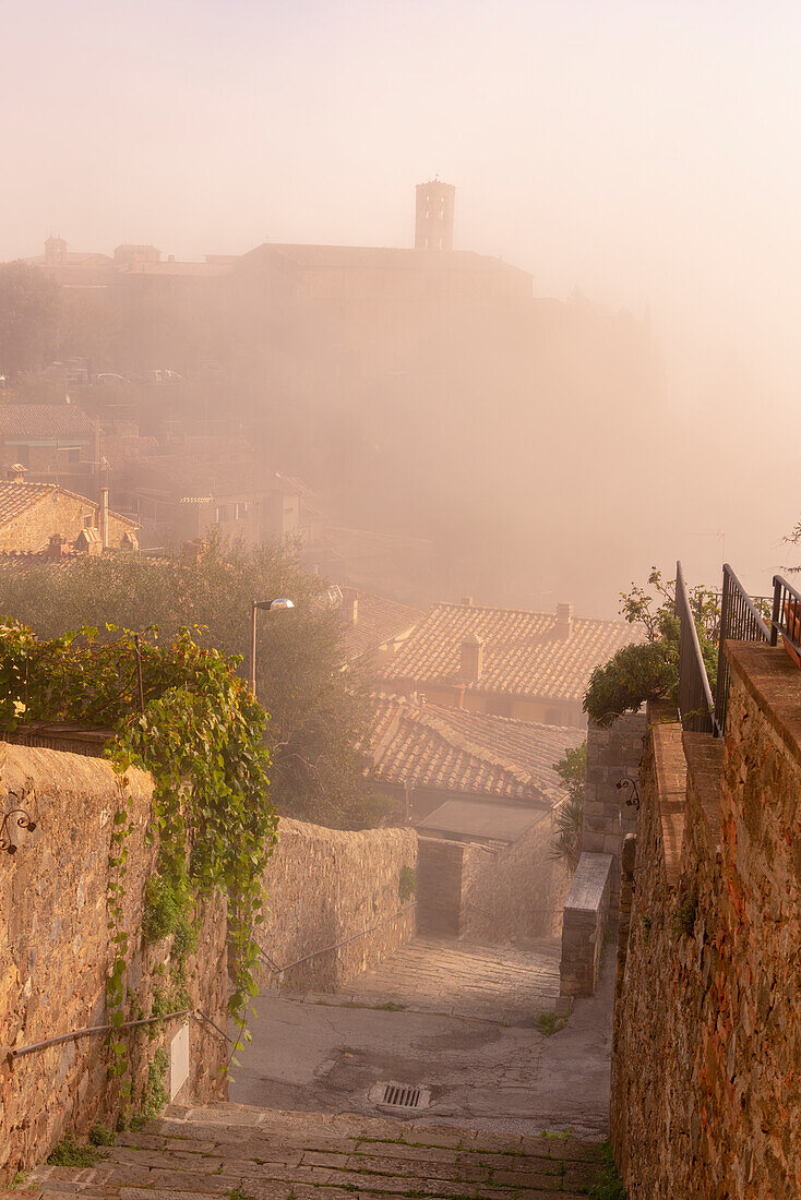 Herbstmorgen in Montalcino, Toskana, Italien