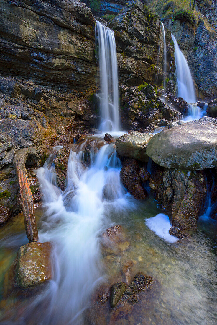 At the Kuhaway Falls in the Bavarian mountains near Garmisch-Partenkirchen.