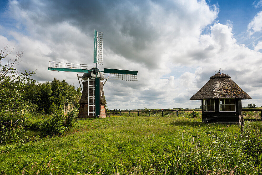 Windmill, Bedekaspel, Großes Meer, Südbrookmerland, East Frisia, Lower Saxony, Germany