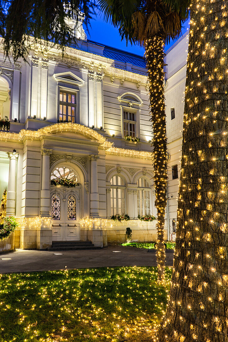 Christmas decoration of President Palace in the old town of capital city of Georgia, Tbilisi