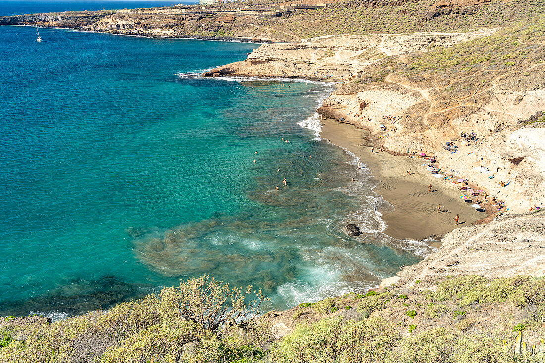 Playa de Diego Hernandez beach on Costa Adeje, Tenerife, Canary Islands, Spain