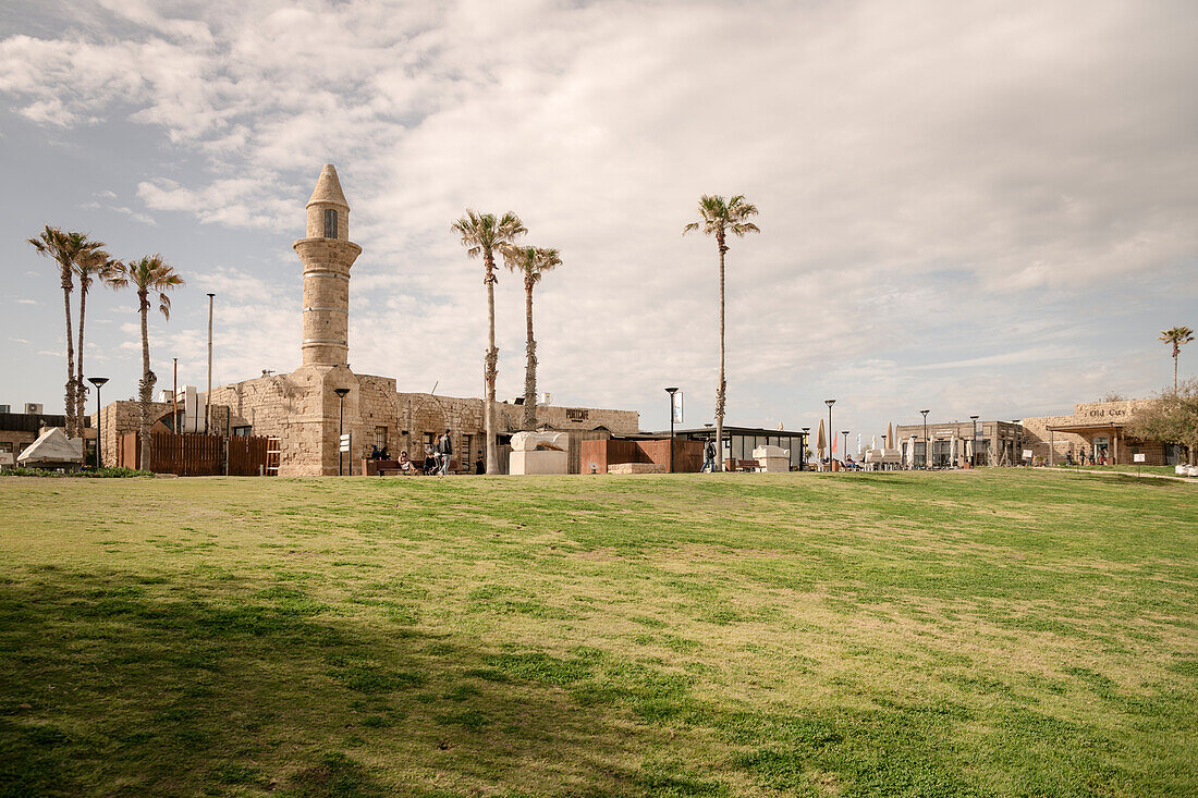 Tower of the Islam Camii Mosque, ancient city of Caesarea Maritima, Israel, Middle East, Asia