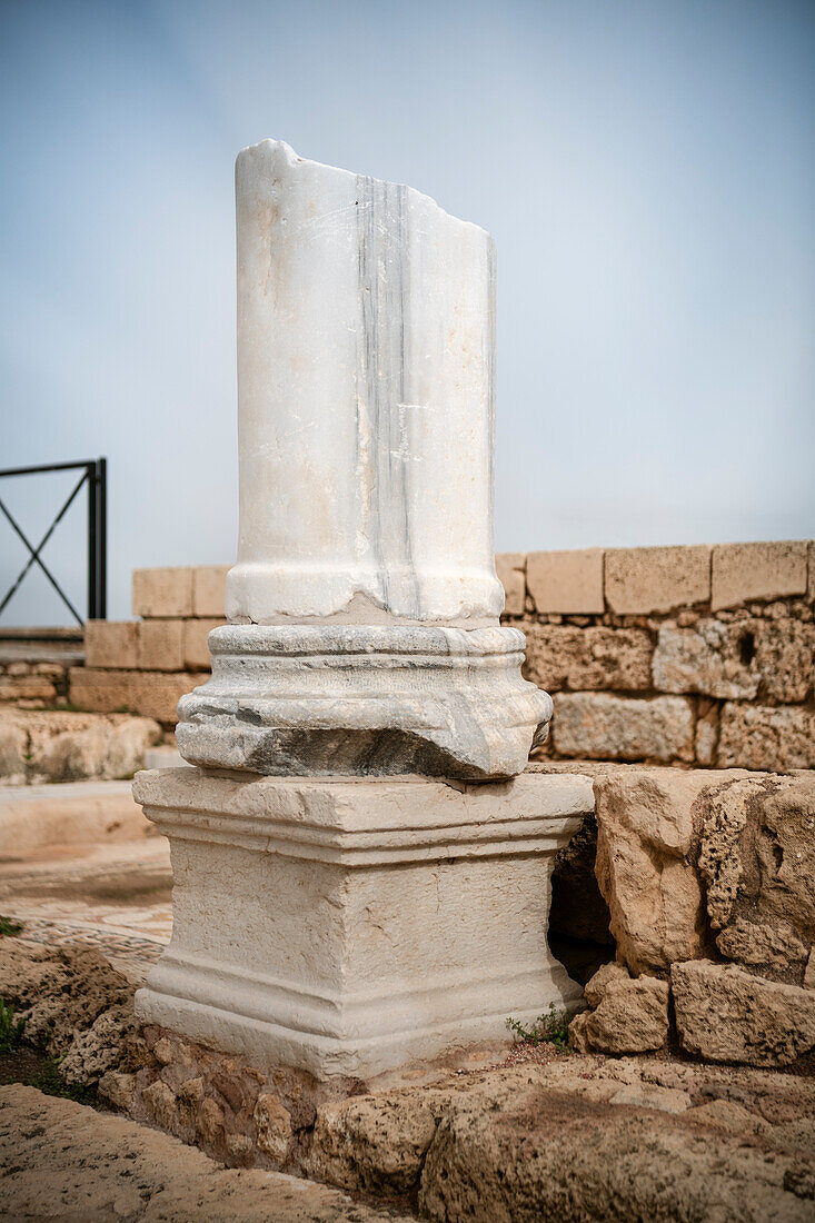 Marble columns from Roman times, Ancient city of Caesarea Maritima, Israel, Middle East, Asia