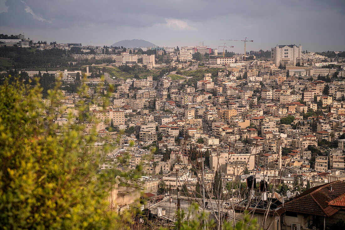 View of housing developments of Nazareth, Israel, Middle East, Asia
