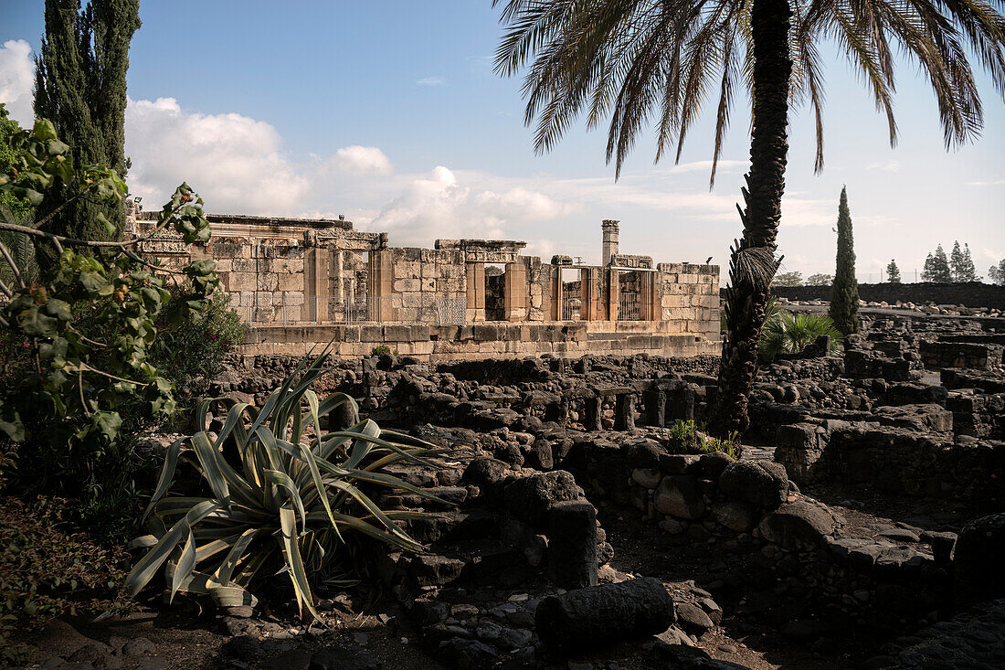 Remains of the Limestone Synagogue, Capernaum on the Sea of Galilee near Tiberias, Israel, Middle East, Asia