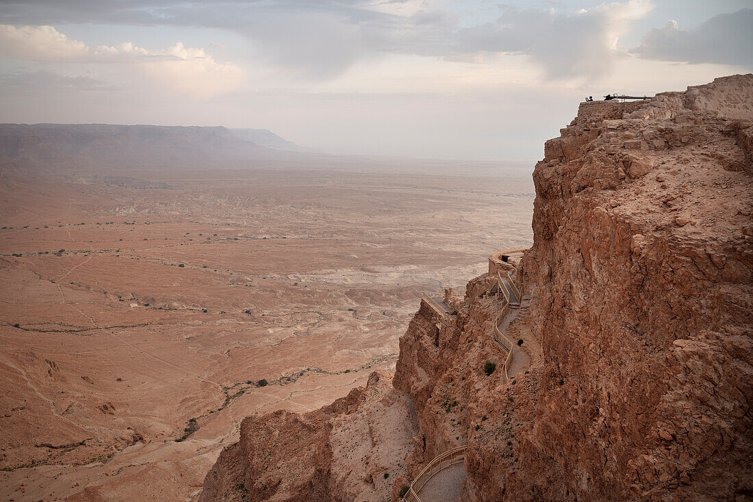 Terraces at the natural fortress of Masada, Dead Sea, Israel, Middle East, Asia, UNESCO World Heritage Site