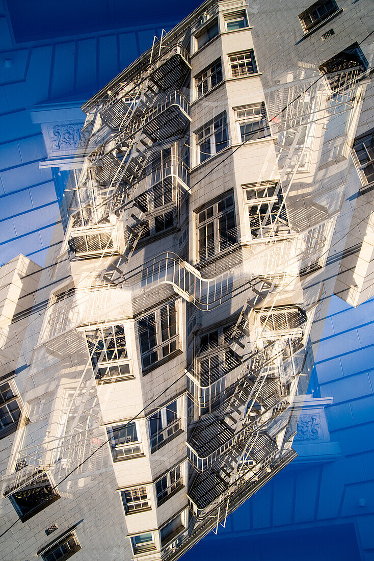 Wohngebäude in der Powell Street, San Francisco, Kalifornien.