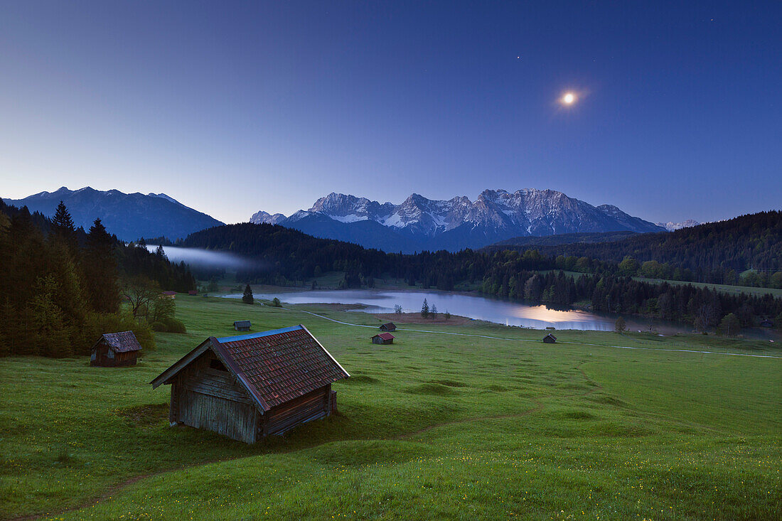 Moon over the Karwendel, Geroldsee, Bavaria, Germany