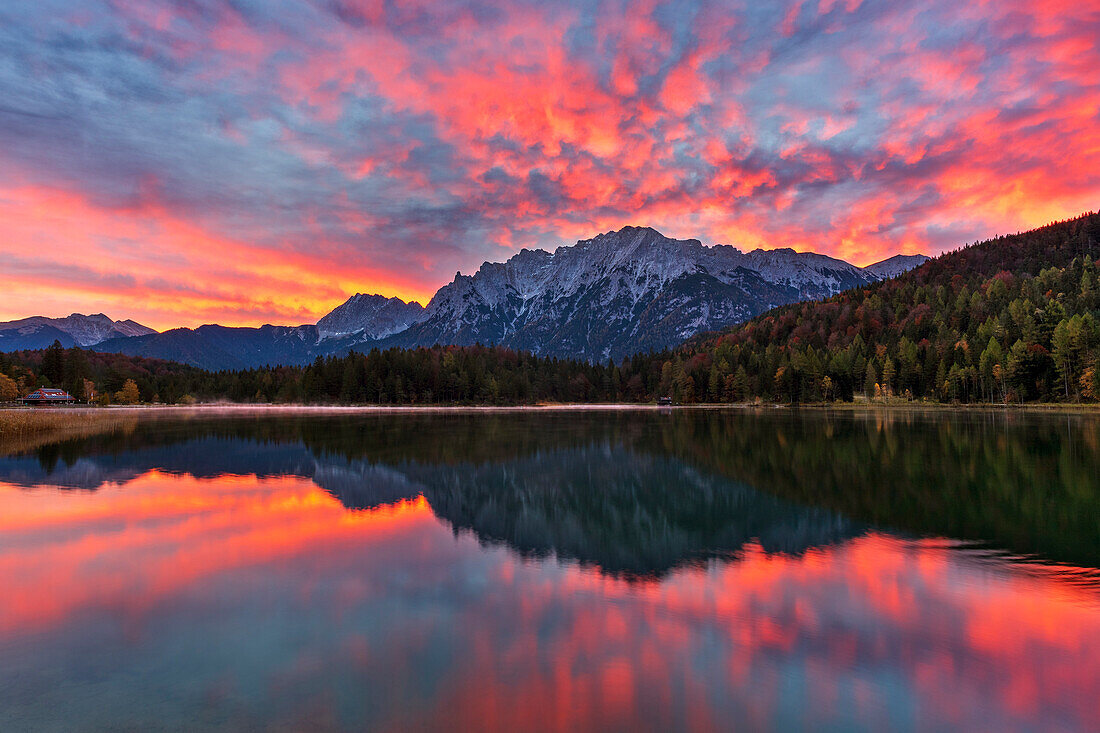 Lautersee, Blick zum Karwendel, Bayern, Deutschland