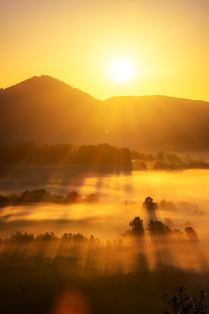 Sonnenaufgang an den Geiersteinen, Rheinland-Pfalz, Deutschland