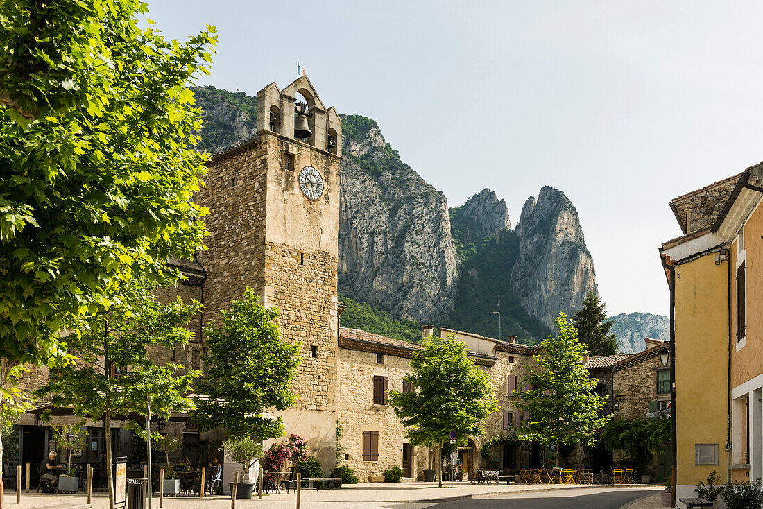 Medieval Village and Rocks, Saou, Drôme Department, Auvergne-Rhone-Alpes, Provence, France