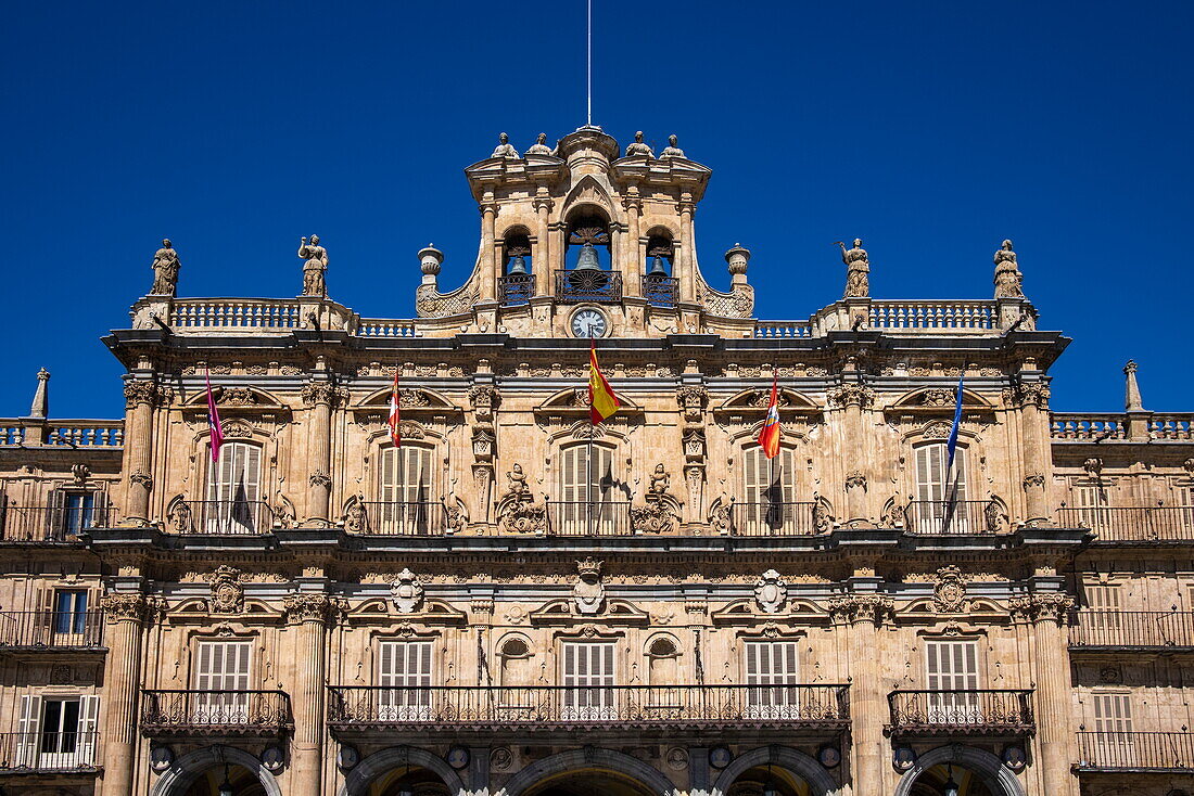 Buildings in Plaza Mayor Square, Salamanca, Castilla y Leon, Spain, Europe