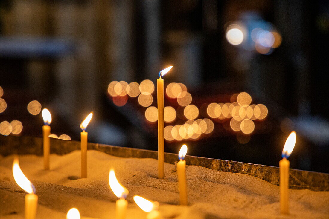 Candles in St. Stephen's Cathedral, Vienna, Austria, Europe