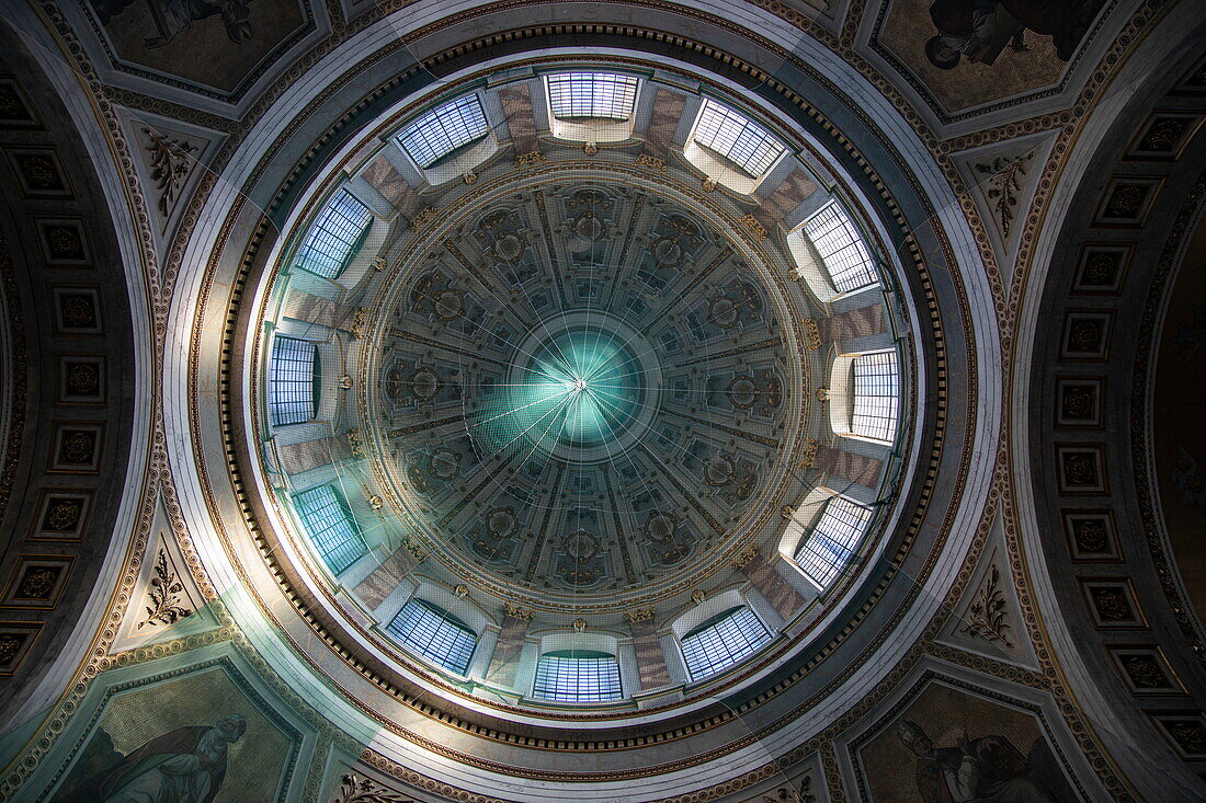 Looking up into the dome of Esztergom Cathedral, Esztergom, Komárom-Esztergom, Hungary, Europe