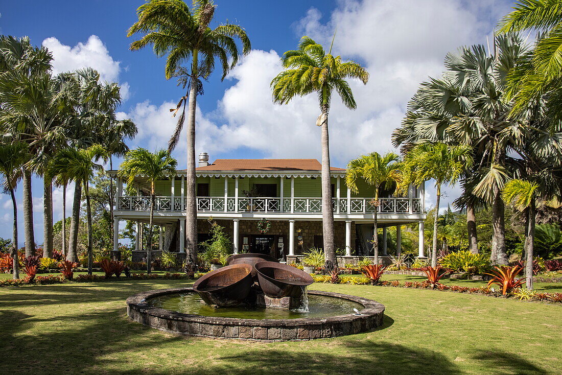 Hauptgebäude im Nevis Botanical Garden, Insel Nevis, St. Kitts und Nevis, Karibik