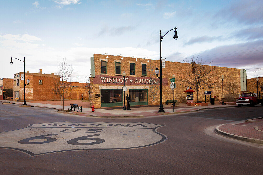 United States, Arizona, Winslow, Abandoned buildings along Route 66