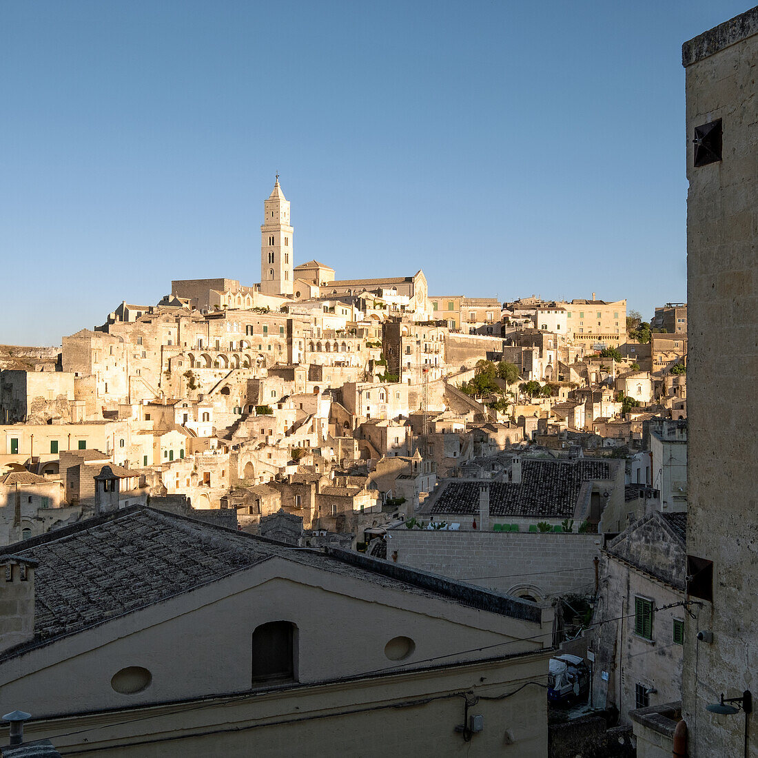 Italy, Basilicata, Matera, View of medieval town