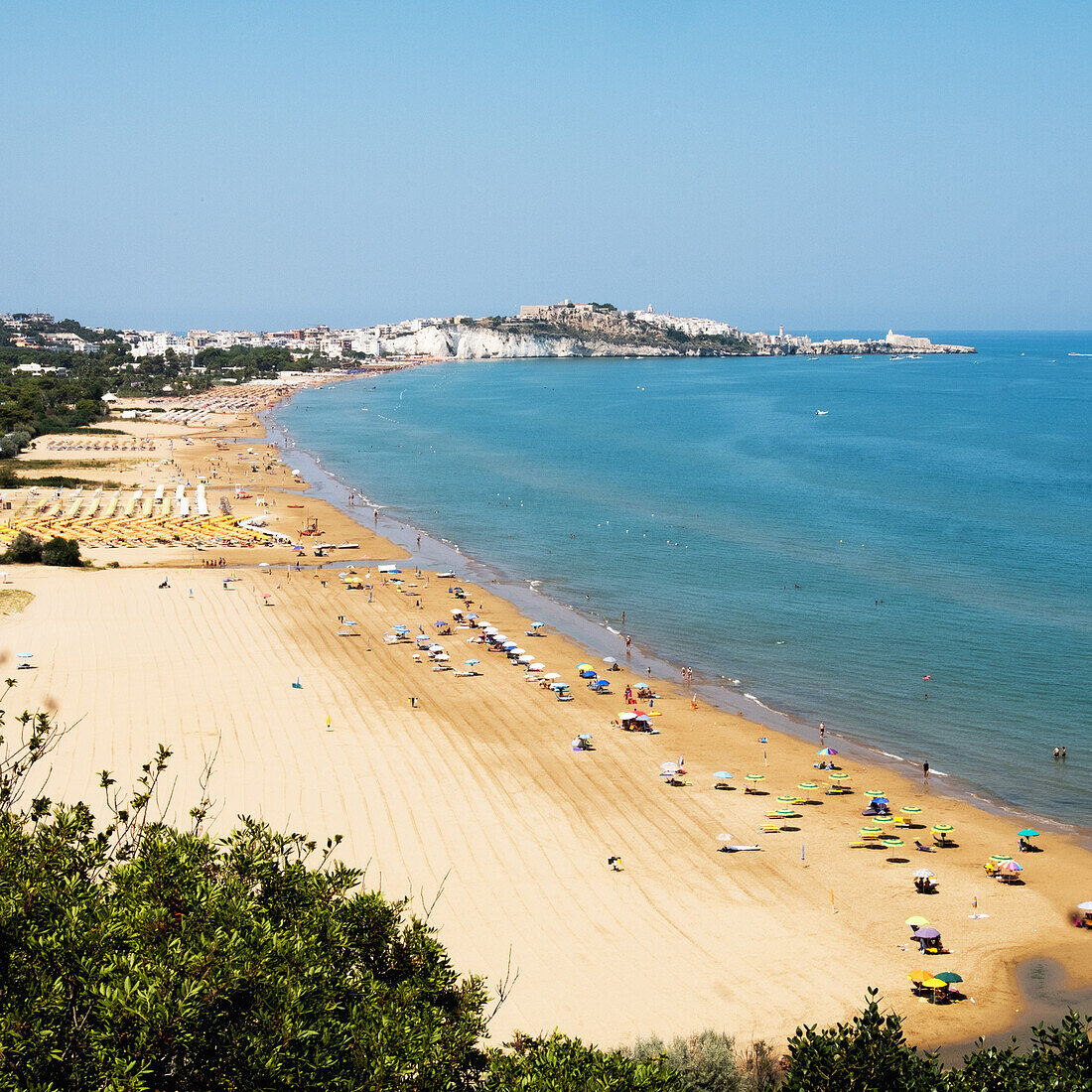 Italy, Apulia, Vieste, Beach on Adriatic Sea coast