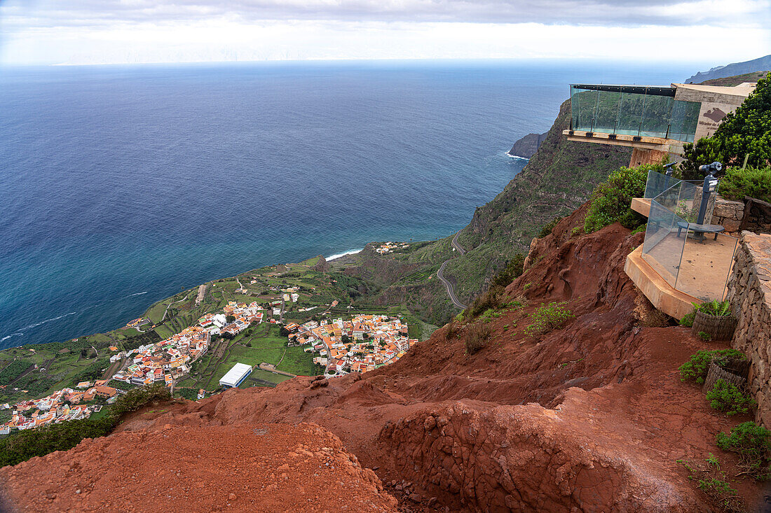 The Mirador de Abrante viewing platform overlooking Agulo, La Gomera, Canary Islands, Spain