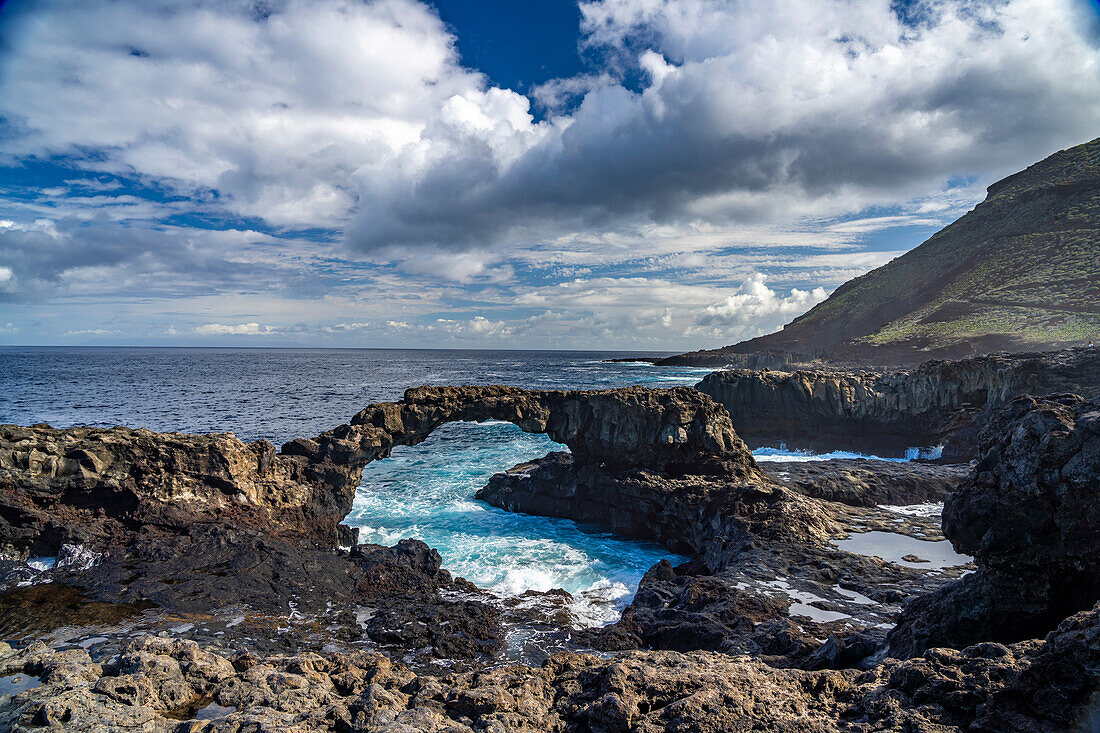 The rock arch of Charco Manso, El Hierro, Canary Islands, Spain