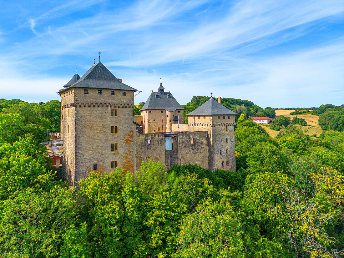 Chateau Malbrouck in Manderen, Moselle, Lothringen, Grand Est, Frankreich