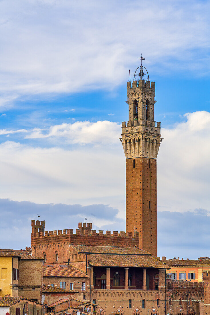 Torre Del Mangia, Palazzo Pubblico, Siena, Toskana, Italien, Europa
