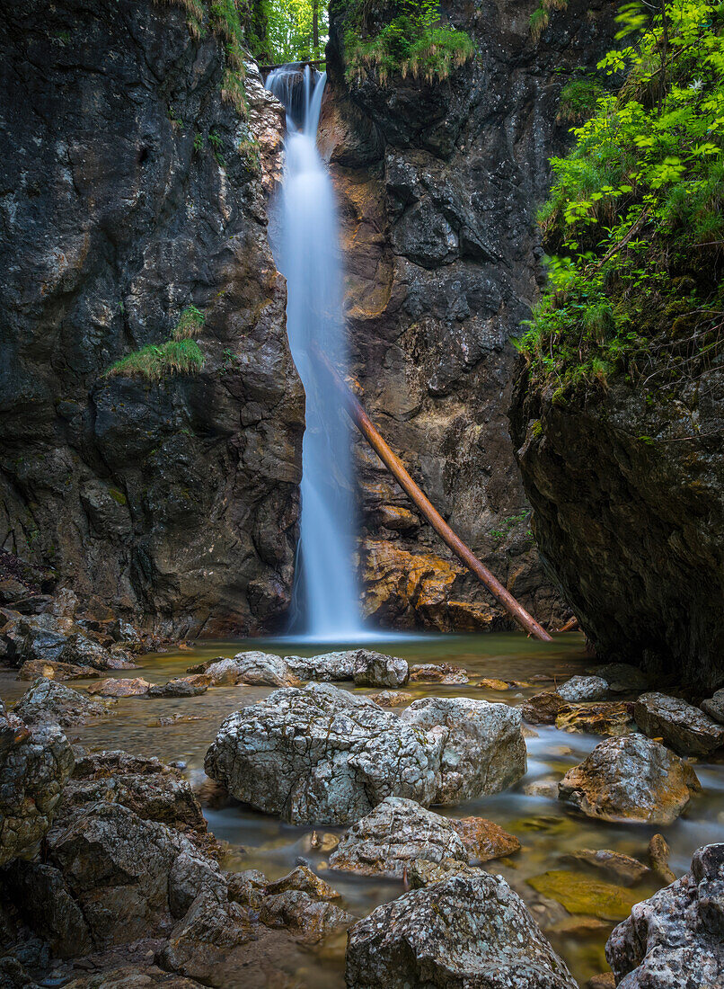 At the upper Lainbachfall, Kochel am See, Oberbayer, Bayer, Germany