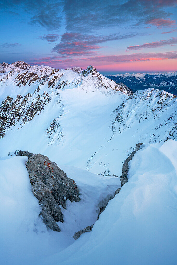 Dusk in the Tyrolean Mountains, Tirol, Austria.