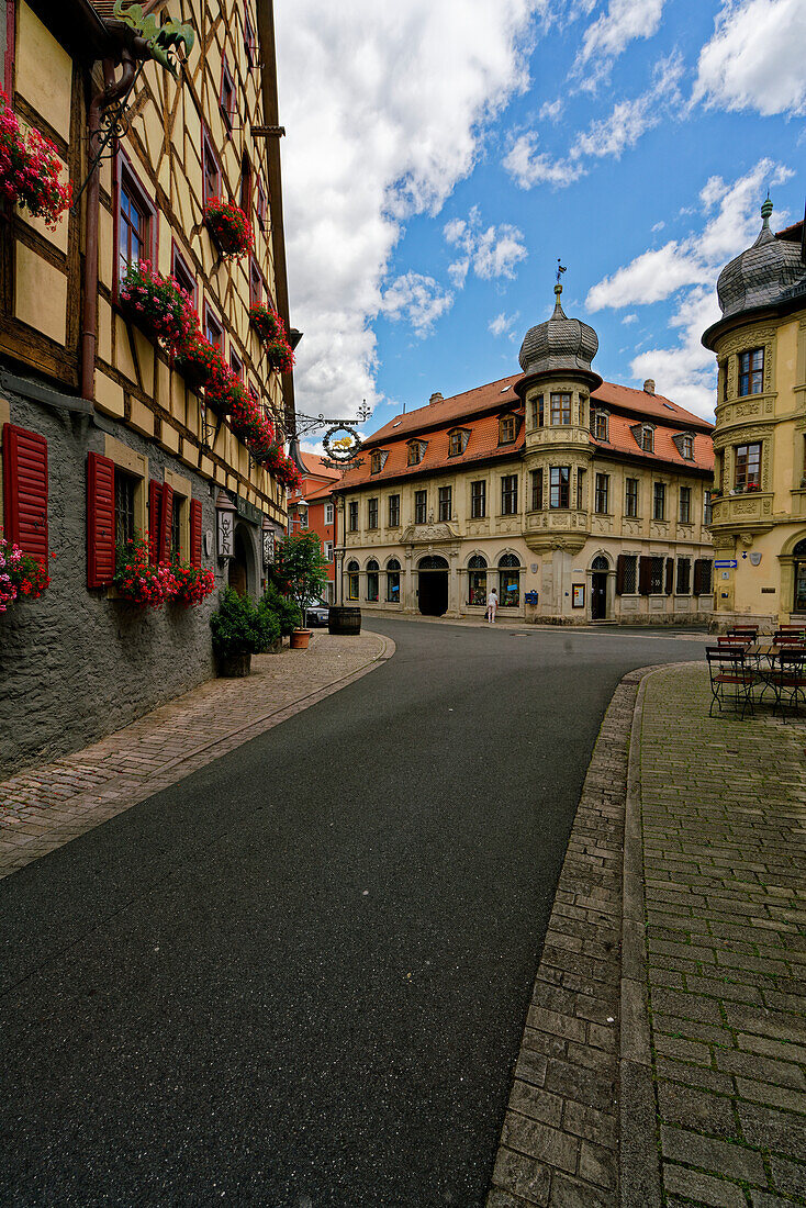 Historic town center in Marktbreit am Main, district of Kitzingen, Lower Franconia, Franconia, Bavaria, Germany