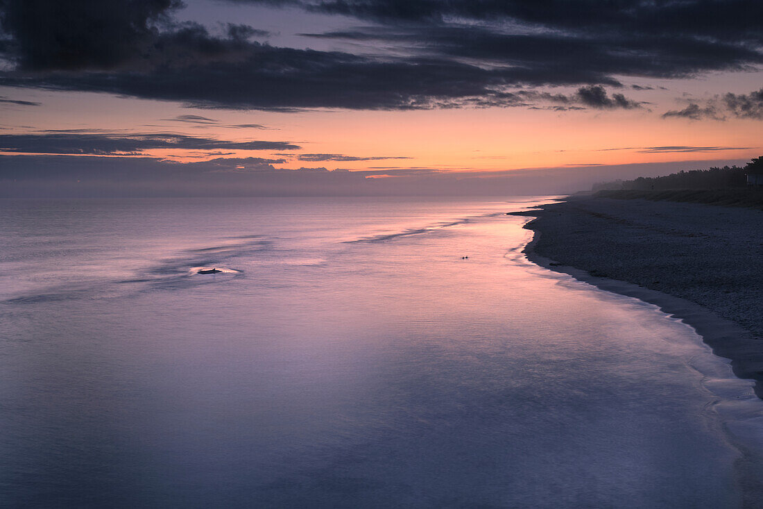 Sunrise at the north beach in the Baltic Sea resort of Prerow on the Darss, Fischland-Darss-Zingst, Mecklenburg Western Pomerania, Germany