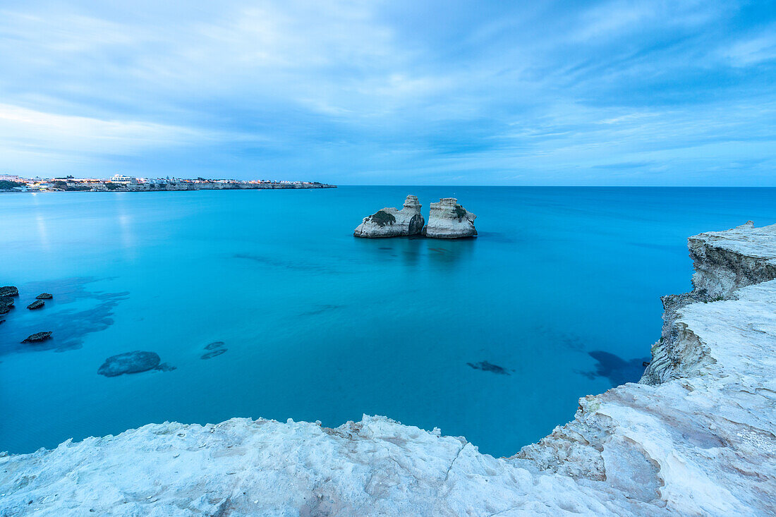 Le due sorelle rocks at Roca Vecchia, San Foca, Apulia, Pulgia, Italy, Europe