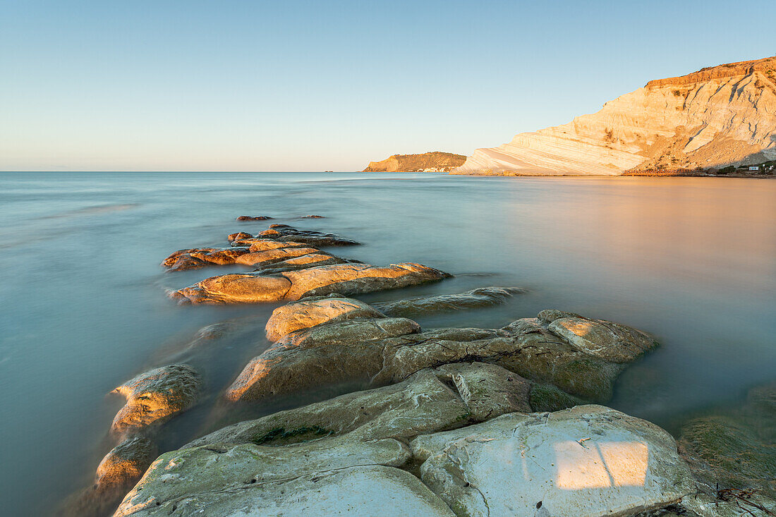 Der weiße Strand von Scala dei Turchi, Realmonte, Agrigent, Sizilien, Italien, Europa