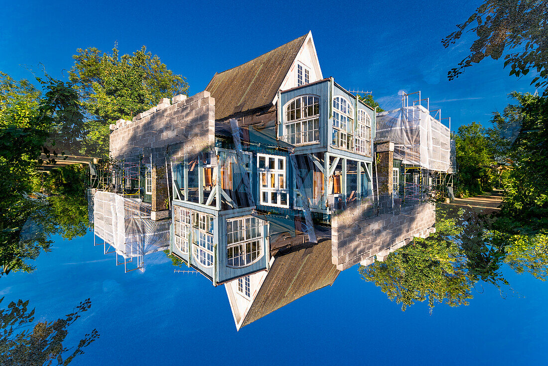 Wohnhäuser aus Holz auf Norddyssen in Kopenhagen, Dänemark