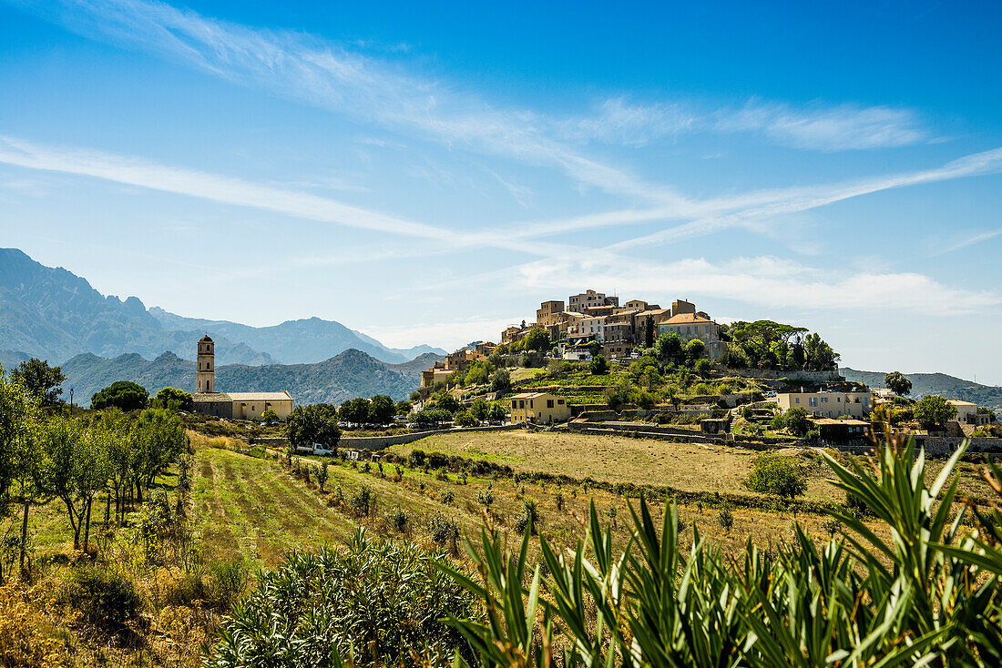 Medieval mountain village on the coast, St Antonino, near LÎle-Rousse, Balagne, Haute-Corse department, Corsica, Mediterranean Sea, France