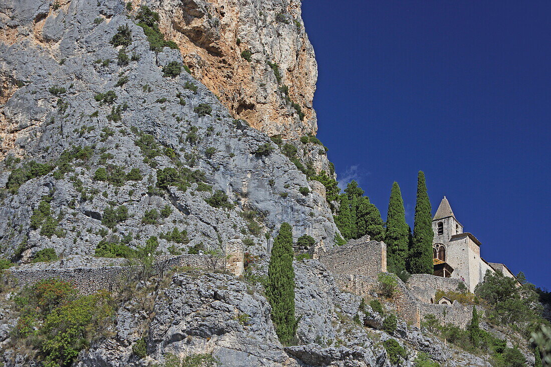 Chapel Notre-Dame-de-Beauvoir über Moustiers-Sainte-Marie, Alpes-de-Haute-Provence, Provence-Alpes-Côte d'Azur, Frankreich