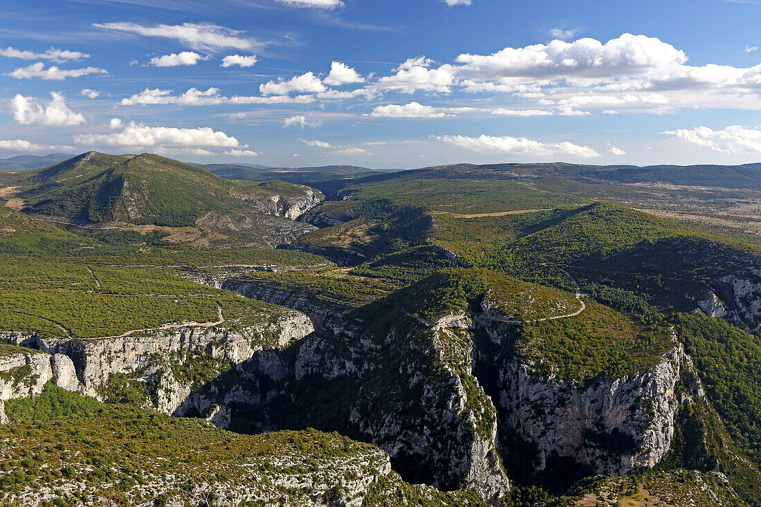 Blick vom Aussichtspunkt Belvédère de la Dent d'Aïre in die Verdonschlucht Grand Canyon du Verdon, Alpes-de-Haute-Provence, Provence-Alpes-Côte d'Azur, Frankreich