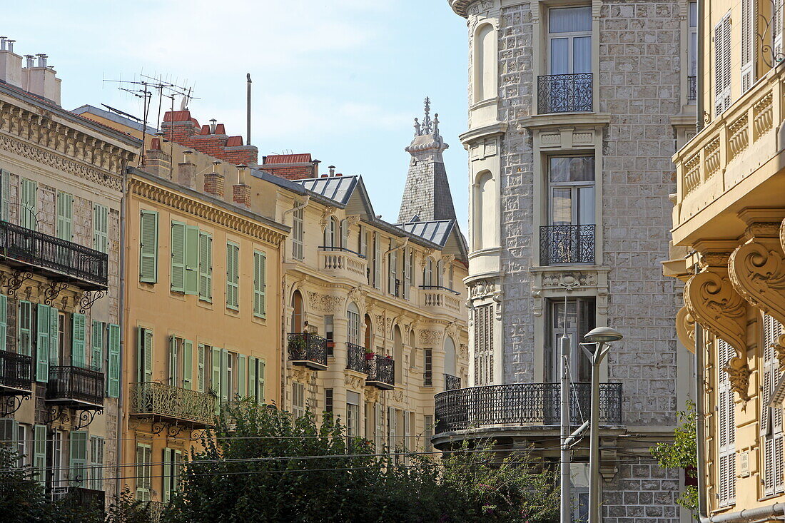 Facades in Avenue Malaussena, Liberation district, Nice, Alpes-Maritimes, Provence-Alpes-Côte d'Azur, France