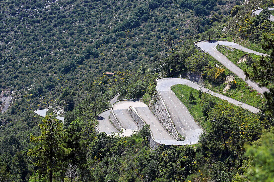 Mountain road at Sospel, Alpes-Maritimes, Provence-Alpes-Côte d'Azur, France