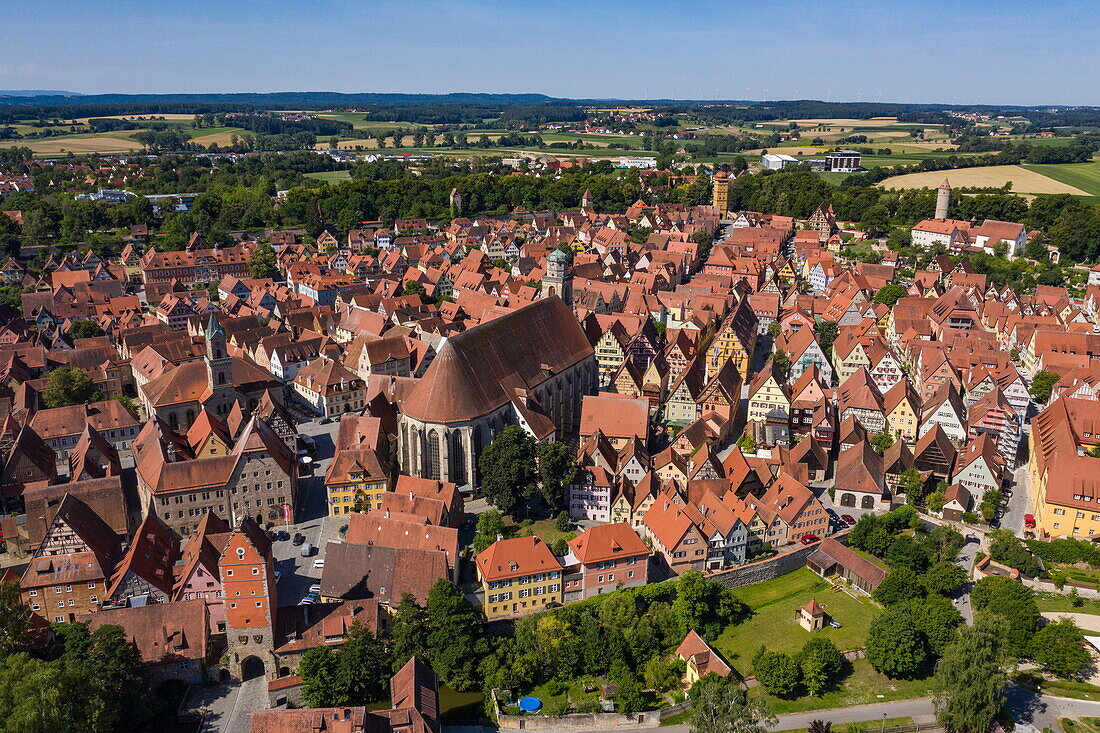 Luftaufnahme von Dinkelsbühl, Franken, Bayern, Deutschland